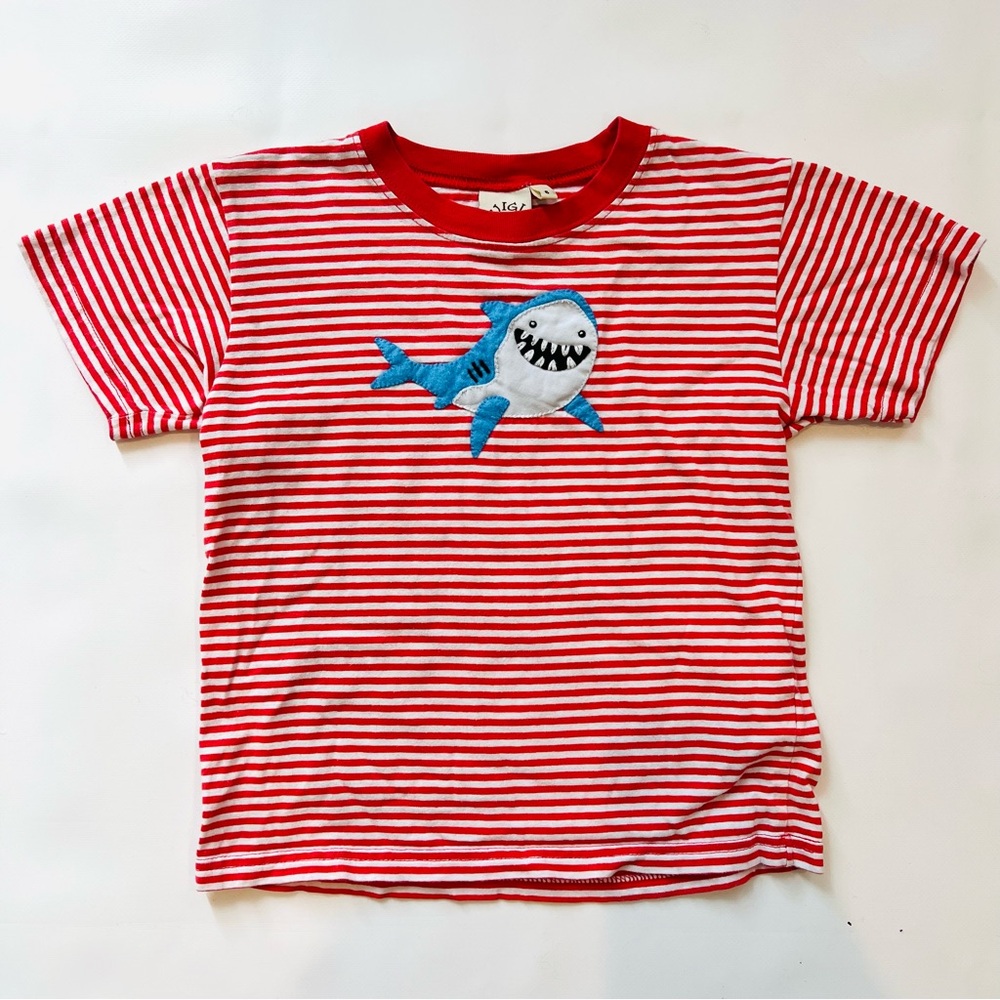 Red Striped T-Shirt with Shark